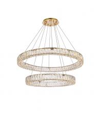  3503G36G - Monroe 36 Inch LED Double Ring Chandelier in Gold
