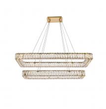  3504G42L2G - Monroe 42 Inch LED Double Rectangle Pendant in Gold