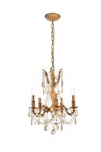  9205D18FG-GT/RC - Rosalia 5 Light French Gold Pendant Golden Teak (Smoky) Royal Cut Crystal