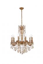 Elegant 9210D28FG-GT/RC - Rosalia 10 Light French Gold Chandelier Golden Teak (Smoky) Royal Cut Crystal