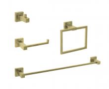 Elegant HWB-12S4BGD - Isla 4-Piece Bathroom Hardware Set in Brushed Gold