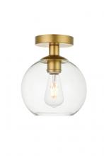  LD2204BR - Baxter 1 Light Brass Flush Mount with Clear Glass