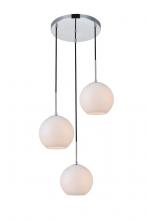  LD2209C - Baxter 3 Lights Chrome Pendant with Frosted White Glass