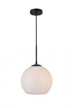  LD2213BK - Baxter 1 Light Black Pendant with Frosted White Glass
