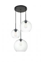  LD2218BK - Baxter 3 Lights Black Pendant with Clear Glass
