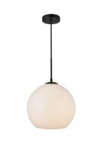 LD2225BK - Baxter 1 Light Black Pendant with Frosted White Glass