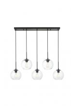  LD2228BK - Baxter 5 Lights Black Pendant with Clear Glass