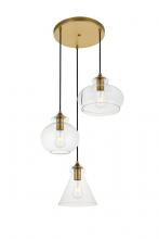  LD2247BR - Destry 3 Lights Brass Pendant with Clear Glass