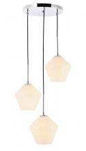  LD2259C - Gene 3 Light Chrome and Frosted White Glass Pendant
