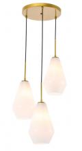  LD2263BR - Gene 3 Light Brass and Frosted White Glass Pendant