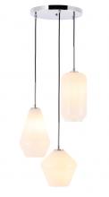  LD2269C - Gene 3 Light Chrome and Frosted White Glass Pendant