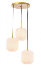  LD2275BR - Collier 3 Light Brass and Frosted White Glass Pendant