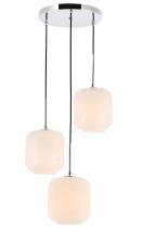  LD2275C - Collier 3 Light Chrome and Frosted White Glass Pendant