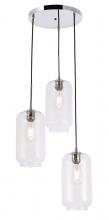 LD2278C - Collier 3 Light Chrome and Clear Glass Pendant