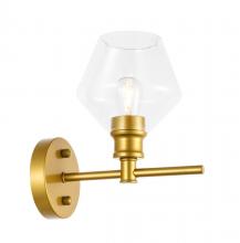  LD2308BR - Gene 1 Light Brass and Clear Glass Wall Sconce