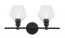  LD2312BK - Gene 2 Light Black and Clear Glass Wall Sconce