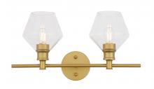  LD2312BR - Gene 2 Light Brass and Clear Glass Wall Sconce