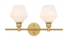  LD2313BR - Gene 2 Light Brass and Frosted White Glass Wall Sconce