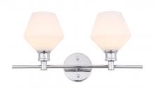  LD2313C - Gene 2 Light Chrome and Frosted White Glass Wall Sconce