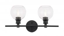  LD2314BK - Collier 2 Light Black and Clear Glass Wall Sconce