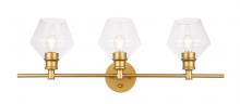  LD2316BR - Gene 3 Light Brass and Clear Glass Wall Sconce