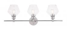  LD2316C - Gene 3 Light Chrome and Clear Glass Wall Sconce