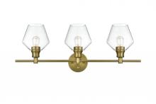  LD2316SG - Gene 3 Light Satin Gold and Clear Glass Wall Sconce