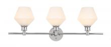  LD2317C - Gene 3 Light Chrome and Frosted White Glass Wall Sconce