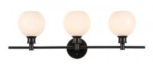  LD2319BK - Collier 3 Light Black and Frosted White Glass Wall Sconce