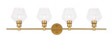  LD2320BR - Gene 4 Light Brass and Clear Glass Wall Sconce