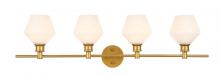  LD2321BR - Gene 4 Light Brass and Frosted White Glass Wall Sconce