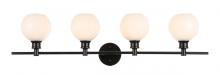  LD2323BK - Collier 4 Light Black and Frosted White Glass Wall Sconce