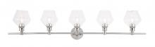  LD2324C - Gene 5 Light Chrome and Clear Glass Wall Sconce
