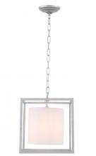  LD6005D12S - Mirin 1 Light Vintage Silver and White Shade Pendant