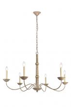  LD6007D40WD - Merritt Collection Chandelier D39.8 H24 Lt:6 Weathered Dove Finish