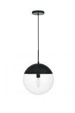  LD6045BK - Eclipse 1 Light Black Pendant with Clear Glass