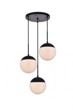  LD6068BK - Eclipse 3 Lights Black Pendant with Frosted White Glass