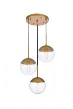  LD6073BR - Eclipse 3 Lights Brass Pendant with Clear Glass