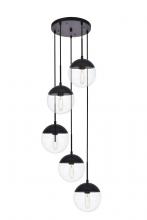  LD6075BK - Eclipse 5 Lights Black Pendant with Clear Glass