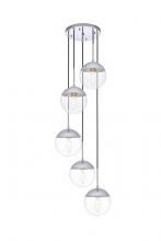  LD6077C - Eclipse 5 Lights Chrome Pendant with Clear Glass