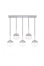  LD6083C - Eclipse 5 Lights Chrome Pendant with Clear Glass