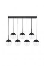  LD6087BK - Eclipse 7 Lights Black Pendant with Clear Glass