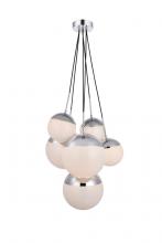  LD6094C - Eclipse 6 Lights Chrome Pendant with Frosted White Glass