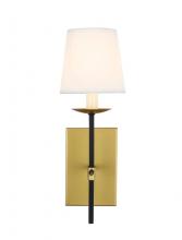  LD6102W4BRBK - Eclipse 1 Light Brass and Black and White Shade Wall Sconce