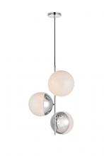  LD6124C - Eclipse 3 Lights Chrome Pendant with Frosted White Glass