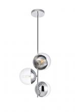  LD6125C - Eclipse 3 Lights Chrome Pendant with Clear Glass
