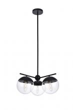  LD6129BK - Eclipse 3 Lights Black Pendant with Clear Glass