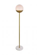  LD6150BR - Eclipse 1 Light Brass Floor Lamp with Frosted White Glass