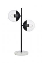  LD6153BK - Eclipse 2 Lights Black Table Lamp with Clear Glass