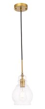  LD6203BR - Pierce 1 light Brass and Clear seeded glass pendant